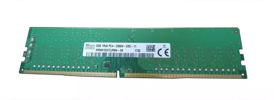 Память DDR4 UDIMM 8Gb, 2666MHz, CL17, 1.2V, Single Rank, ECC, Hynix (HMA81GU7CJR8N-VK)