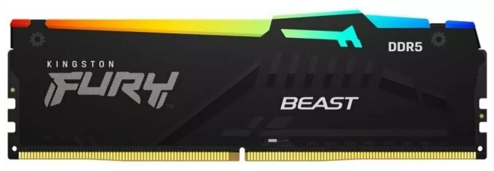 Память DDR5 DIMM 16Gb, 5600MHz, CL40, 1.25 В, Kingston, FURY Beast RGB (KF556C40BBA-16) Retail