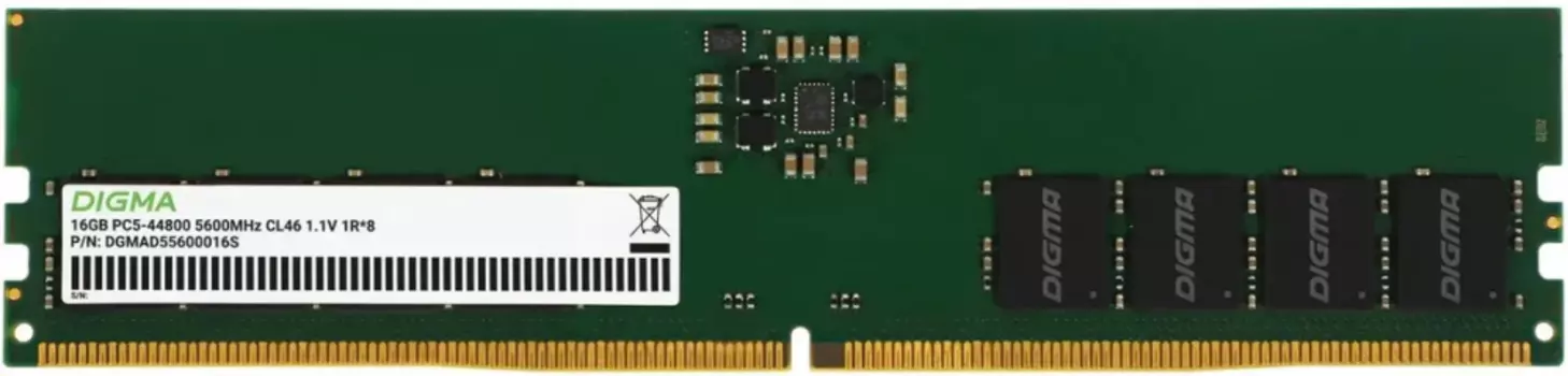 Память DDR5 DIMM 16Gb, 5600MHz, CL46, 1.1V, DIGMA (DGMAD55600016S) Retail