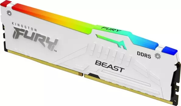Память DDR5 DIMM 16Gb, 6000MHz, CL40, 1.35V, Kingston, FURY Beast White RGB (KF560C40BWA-16) Retail