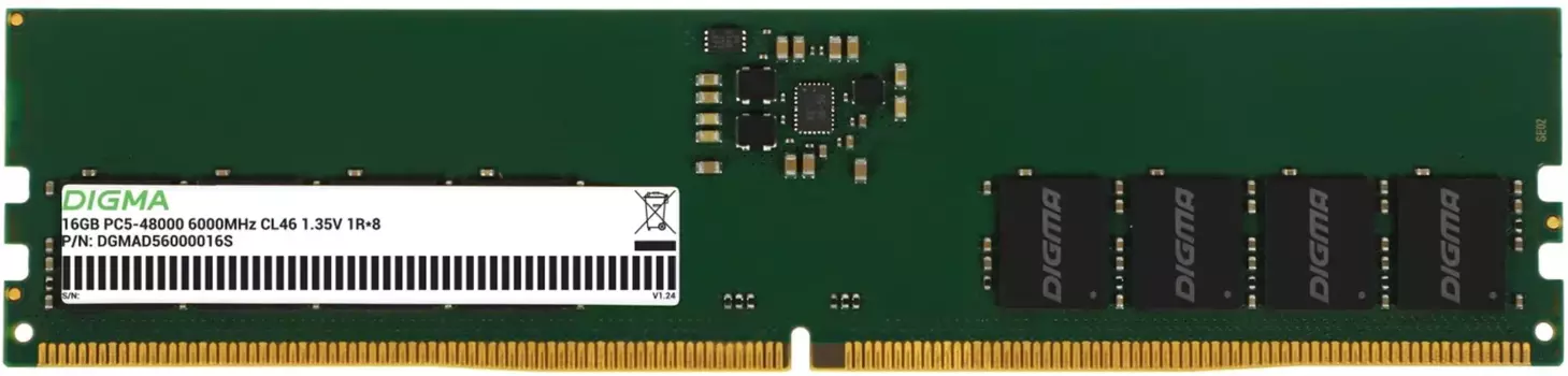 Память DDR5 DIMM 16Gb, 6000MHz, CL46, 1.35V, DIGMA (DGMAD56000016S) Retail