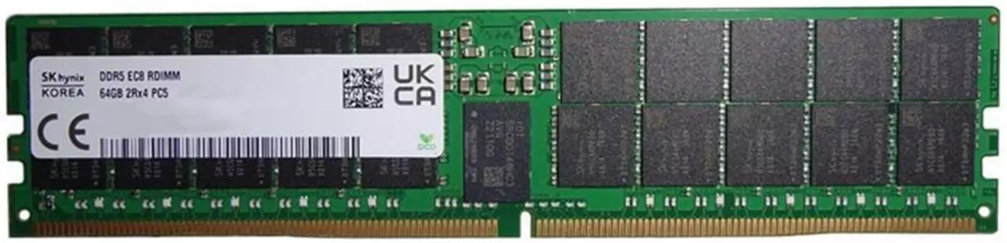 Память DDR5 RDIMM 64Gb, 4800MHz, CL40, 1.1V, Dual Rank, ECC Reg, Hynix (HMCG94MEBQA121N)