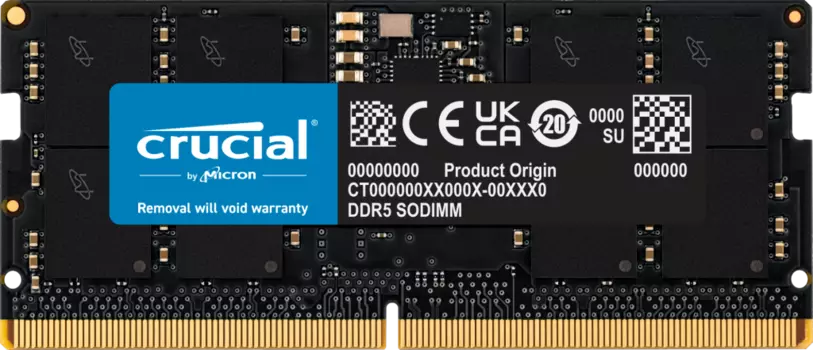 Память DDR5 SODIMM 16Gb, 4800MHz, CL40, 1.1V, Crucial (CT16G48C40S5) Retail