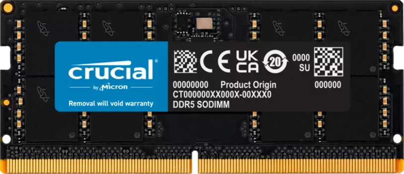Память DDR5 SODIMM 32Gb, 4800MHz, CL40, 1.1V, Crucial (CT32G48C40S5) Retail