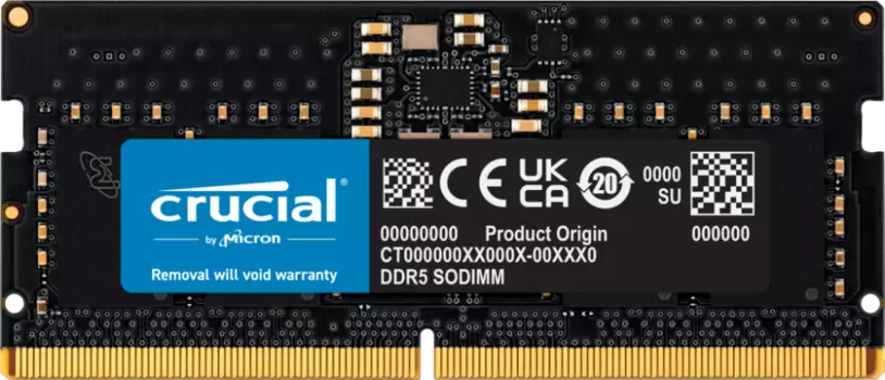 Память DDR5 SODIMM 8Gb, 4800MHz, CL40, 1.1V, Crucial (CT8G48C40S5) Retail
