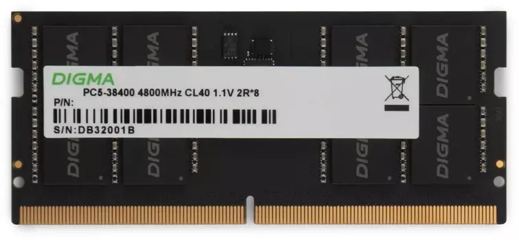 Память DDR5 SODIMM 8Gb, 4800MHz, CL40, 1.1V, DIGMA (DGMAS5480008S) Retail