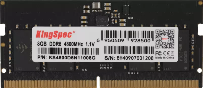 Память DDR5 SODIMM 8Gb, 4800MHz, CL40, 1.1V, KingSpec (KS4800D5N11008G) Retail