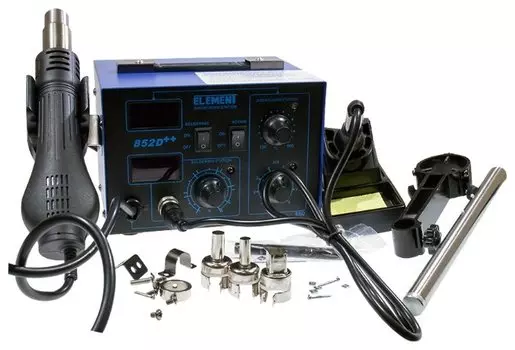 Паяльная станция ELEMENT 852D++, 700 Вт, сетевой, температура нагрева 100°C - 500°C