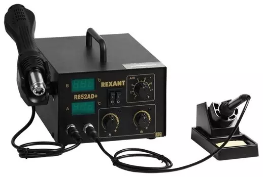 Паяльная станция REXANT 12-0724, 600 Вт, сетевой, температура нагрева 100°C - 480°C (6399641)