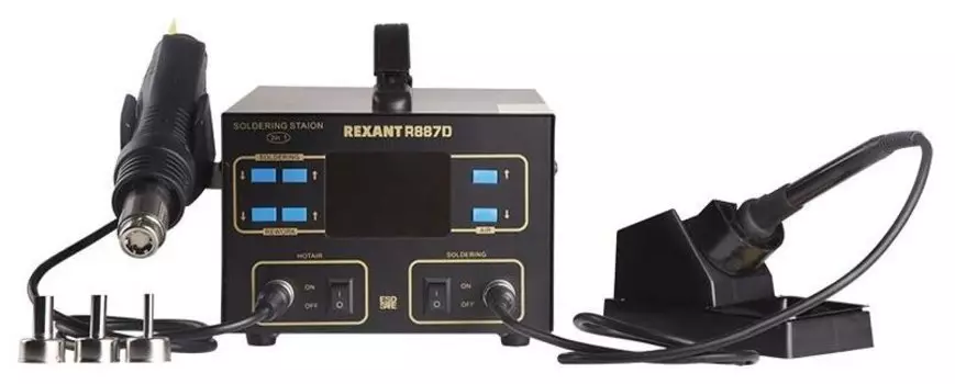 Паяльная станция REXANT 12-0727, 750 Вт, сетевой, температура нагрева 100°C - 480°C (7809850)