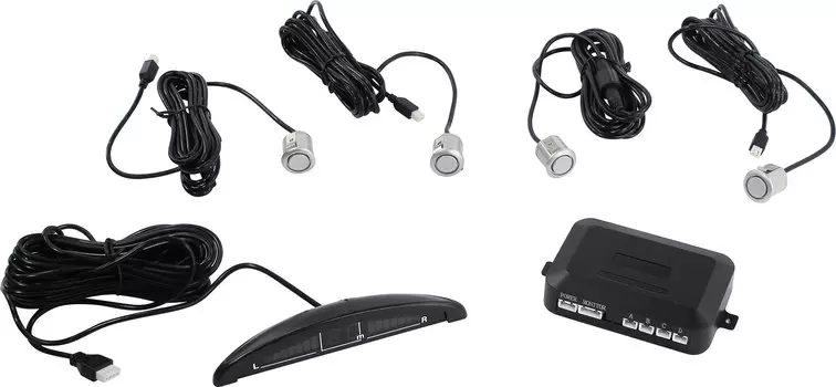 Парктроник Swat PT-104S, черный, 4 датчика, 18, цвет датчиков серебристый