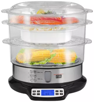 Пароварка GFgril GFS-7DSS, 800Вт, ярусов: 3, черный