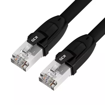 Патч-корд F/FTP кат.8, 10м, RJ45-RJ45, черный, LSZH, экранированный, Greenconnect PROF (GCR-52351)