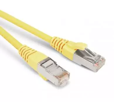 Патч-корд F/UTP кат.5e, 1м, RJ45-RJ45, желтый, LSZH, экранированный, Hyperline (PC-LPM-STP-RJ45-RJ45-C5e-1M-LSZH-YL)