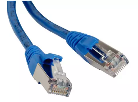 Патч-корд F/UTP кат.5e, 1м, RJ45-RJ45, синий, LSZH, экранированный, Hyperline (PC-LPM-STP-RJ45-RJ45-C5e-1M-LSZH-BL)