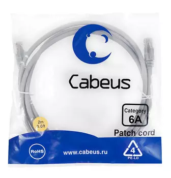 Патч-корд FTP кат.5e, 5м, RJ45-RJ45, серый, экранированный, Cabeus (PC-FTP-RJ45-Cat.5e-2m)
