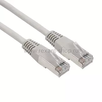 Патч-корд FTP кат.6, 1.5 м, RJ45-RJ45, серый, CU, экранированный, LSZH, REXANT (18-8104-1)
