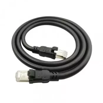 Патч-корд FTP кат.6a, 1 м, RJ45-RJ45, черный, CU, экранированный, Cabeus (PC-ARM-FTP-RJ45-Cat.6a-1m-PE)