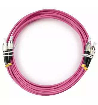 Патч-корд оптический Cabeus, FC/UPC-FC/UPC, многомодовый, 50/125, OM4, двойной, 5 м, LSZH, пурпурный (FOP-50-OM4-FC-FC-5m)