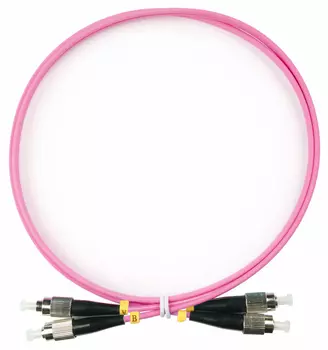 Патч-корд оптический Cabeus, FC/UPC-FC/UPC, многомодовый, 50/125, OM4, двойной, 1 м, LSZH, пурпурный (FOP-50-OM4-FC-FC-1m)