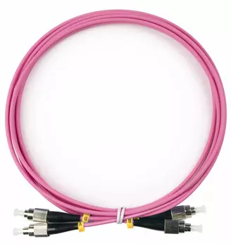 Патч-корд оптический Cabeus, FC/UPC-FC/UPC, многомодовый, 50/125, OM4, двойной, 2 м, LSZH, пурпурный (FOP-50-OM4-FC-FC-2m)