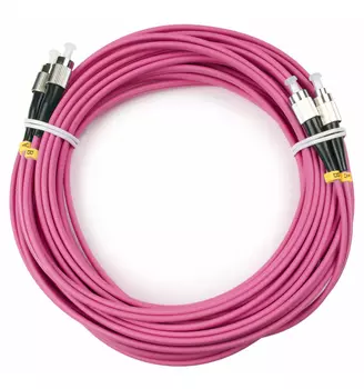 Патч-корд оптический Cabeus, FC/UPC-FC/UPC, многомодовый, 50/125, OM4, двойной, 10 м, LSZH, пурпурный (FOP-50-OM4-FC-FC-10m)