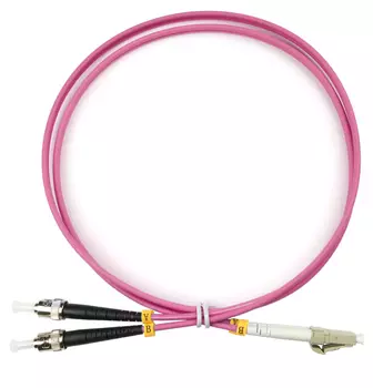 Патч-корд оптический Cabeus FOP-50-OM4-LC-ST-1m, LC/UPC-ST/UPC, многомодовый, 50/125, OM4, двойной, 1 м, LSZH, пурпурный (FOP-50-OM4-LC-ST-1m)