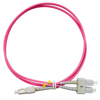 Патч-корд оптический Cabeus FOP-50-OM4-SC-SC-1m, SC/UPC-SC/UPC, многомодовый, 50/125, OM4, двойной, 1 м, LSZH, пурпурный (FOP-50-OM4-SC-SC-1m)