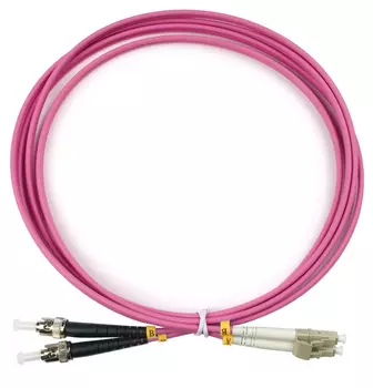Патч-корд оптический Cabeus FOP-50-OM4-LC-ST-2m, LC/UPC-ST/UPC, многомодовый, 50/125, OM4, двойной, 2 м, LSZH, пурпурный (FOP-50-OM4-LC-ST-2m)