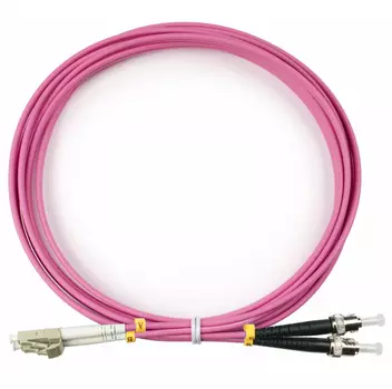Патч-корд оптический Cabeus FOP-50-OM4-LC-ST-3m, LC/UPC-ST/UPC, многомодовый, 50/125, OM4, двойной, 2 м, LSZH, пурпурный (FOP-50-OM4-LC-ST-3m)