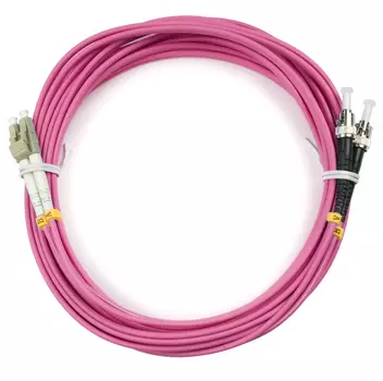 Патч-корд оптический Cabeus FOP-50-OM4-LC-ST-15m, LC/UPC-ST/UPC, многомодовый, 50/125, OM4, двойной, 15 м, LSZH, пурпурный (FOP-50-OM4-LC-ST-15m)