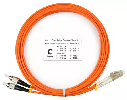 Патч-корд оптический Cabeus FOP-62-LC-FC-3m, LC/UPC-FC/UPC, многомодовый, 62.5/125, OM1, двойной, 3 м, LSZH, оранжевый (FOP-62-LC-FC-3m)