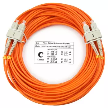 Патч-корд оптический Cabeus FOP-62-SC-SC-25m, SC/UPC-SC/UPC, многомодовый, 62.5/125, OM1, двойной, 25 м, LSZH, оранжевый (FOP-62-SC-SC-25m)