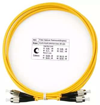 Патч-корд оптический Cabeus FOP(d)-9-FC-FC-2m, FC/UPC-FC/UPC, одномодовый, 9/125, OS2, двойной, 2 м, LSZH, желтый (FOP(d)-9-FC-FC-2m)