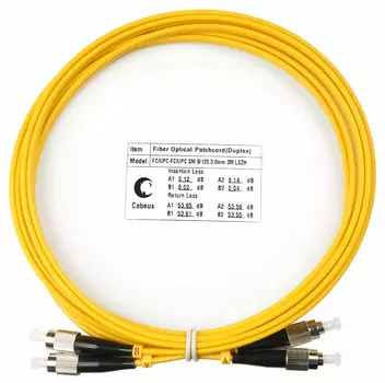 Патч-корд оптический Cabeus FOP(d)-9-FC-FC-3m, FC/UPC-FC/UPC, одномодовый, 9/125, OS2, двойной, 3 м, LSZH, желтый (FOP(d)-9-FC-FC-3m)