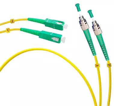 Патч-корд оптический Cabeus FOP(d)-9-FC/APC-SC/APC-2m, FC/APC-SC/APC, одномодовый, 9/125, OS2, двойной, 2 м, LSZH, желтый (FOP(d)-9-FC/APC-SC/APC-2m)