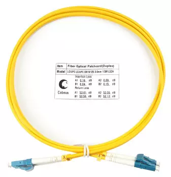 Патч-корд оптический Cabeus FOP(d)-9-LC-LC-2m, LC/UPC-LC/UPC, одномодовый, 9/125, OS2, двойной, 2 м, LSZH, желтый (FOP(d)-9-LC-LC-2m)