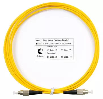 Патч-корд оптический Cabeus FOP(s)-9-FC-FC-3m, FC/UPC-FC/UPC, одномодовый, 9/125, OS2, одинарный, 3 м, LSZH, желтый (FOP(s)-9-FC-FC-3m)