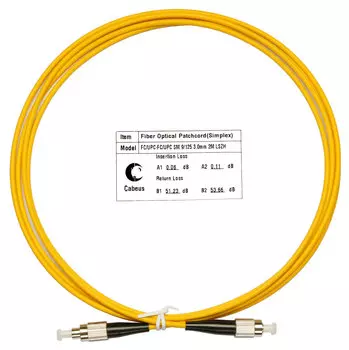 Патч-корд оптический Cabeus FOP(s)-9-FC-FC-2m, FC/UPC-FC/UPC, одномодовый, 9/125, OS2, одинарный, 2 м, LSZH, желтый (FOP(s)-9-FC-FC-2m)