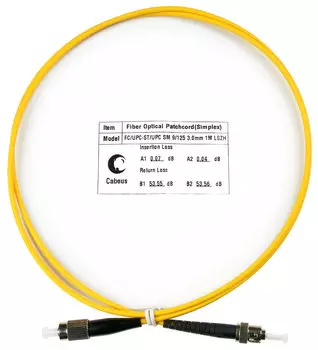 Патч-корд оптический Cabeus FOP(s)-9-FC-ST-1m, FC/UPC-ST/UPC, одномодовый, 9/125, OS2, одинарный, 1 м, LSZH, желтый (FOP(s)-9-FC-ST-1m)
