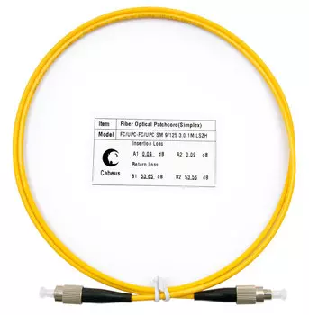 Патч-корд оптический Cabeus FOP(s)-9-FC-FC-1m, FC/UPC-FC/UPC, одномодовый, 9/125, OS2, одинарный, 1 м, LSZH, желтый (FOP(s)-9-FC-FC-1m)