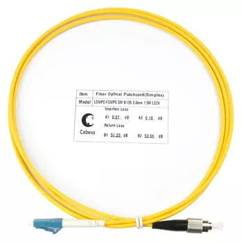 Патч-корд оптический Cabeus FOP(s)-9-LC-FC-1,5m, LC/UPC-FC/UPC, одномодовый, 9/125, OS2, одинарный, 1.5 м, LSZH, желтый (FOP(s)-9-LC-FC-1,5m)
