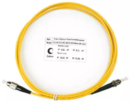 Патч-корд оптический Cabeus FOP(s)-9-FC-ST-5m, FC/UPC-ST/UPC, одномодовый, 9/125, OS2, одинарный, 5 м, LSZH, желтый (FOP(s)-9-FC-ST-5m)