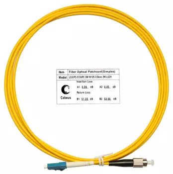 Патч-корд оптический Cabeus FOP(s)-9-LC-FC-2m, LC/UPC-FC/UPC, одномодовый, 9/125, OS2, одинарный, 2 м, LSZH, желтый (FOP(s)-9-LC-FC-2m)