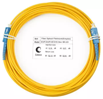 Патч-корд оптический Cabeus FOP(s)-9-SC-SC-20m, SC/UPC-SC/UPC, одномодовый, 9/125, G.652.D & G.657.A1, одинарный, 20м, желтый (FOP(s)-9-SC-SC-20m)