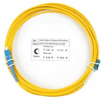 Патч-корд оптический Cabeus FOP(s)-9-LC-SC-15m, LC/UPC-SC/UPC, одномодовый, 9/125, OS2, одинарный, 15 м, LSZH, желтый (FOP(s)-9-LC-SC-15m)