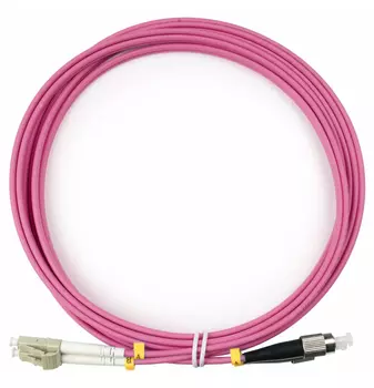 Патч-корд оптический Cabeus, LC/UPC-FC/UPC, многомодовый, 50/125, OM4, двойной, 3 м, LSZH, пурпурный (FOP-50-OM4-LC-FC-3m)