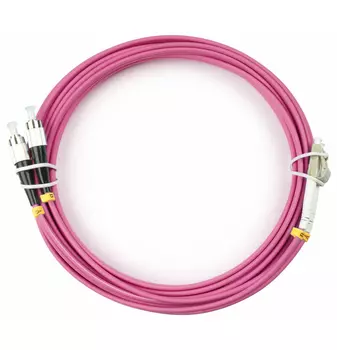 Патч-корд оптический Cabeus, LC/UPC-FC/UPC, многомодовый, 50/125, OM4, двойной, 10 м, LSZH, пурпурный (FOP-50-OM4-LC-FC-10m)