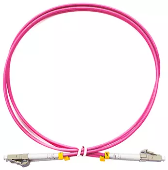 Патч-корд оптический Cabeus, LC/UPC-LC/UPC, многомодовый, 50/125, OM4, двойной, 1м, пурпурный (FOP-50-OM4-LC-LC-1m)