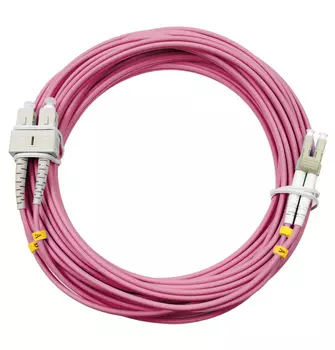 Патч-корд оптический Cabeus, LC/UPC-SC/UPC, многомодовый, 50/125, OM4, двойной, 25 м, LSZH, пурпурный (FOP-50-OM4-LC-SC-25m)